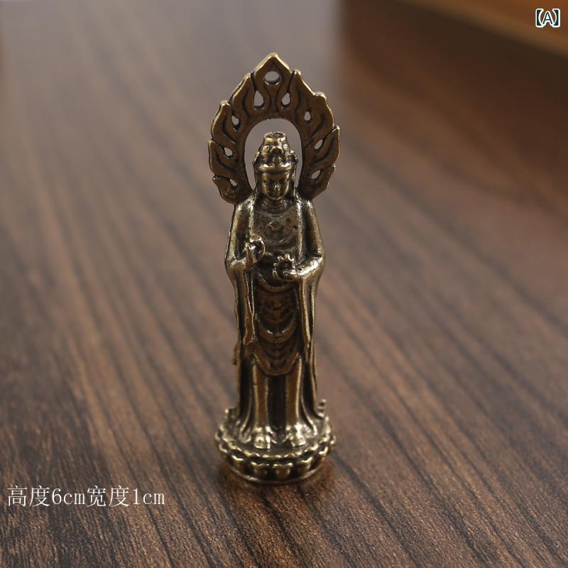 仏像 仏光観音菩薩 観音様 真鍮製 ミニ 小型 置物 飾り 家庭用 室内用 礼拝 供養 祈願 中華風 アジアンテイスト 高級感 インテリア オブジェ 開運 縁起物 癒やし
