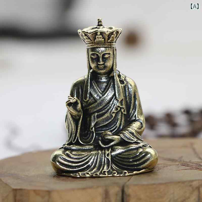 置物 地蔵菩薩 仏像 純銅製 ミニチュア 小型 レトロ アンティーク加工 禅風 和モダン 卓上 オブジェ 飾り インテリア 癒し 書斎 リビング 玄関 携帯用