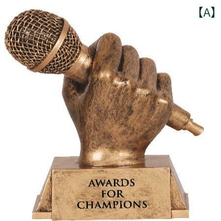 トロフィー 金色 マイク型 樹脂製 歌唱コンテスト 司会者大会 音楽発表会 イベント 優勝カップ 記念品 表彰 景品 カラオケ パーティー インテリア置物(x2...