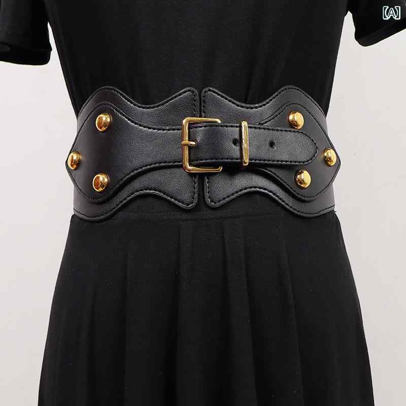 ベルト レディース ブラック ウエストマーク 幅広 ゴム仕様 伸縮性抜群 フェイクレザー 高級感漂う 上品な印象 スカート コート ワンピース ドレス チュニック アクセント 普段使い オフィス カジュアル フォーマル スタイルアップ