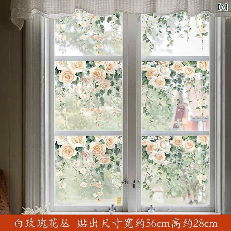 ウォールステッカー ロマンチック かわいい 白バラ フラワーガーランド 静電 剥がせる ウェディング 結..