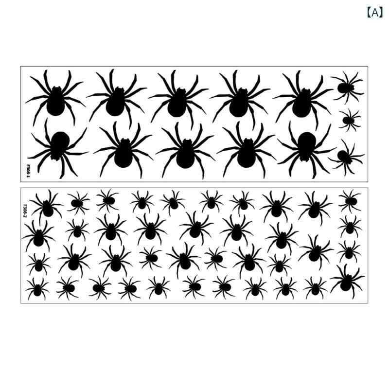 ウォールステッカー ハロウィン 黒蜘蛛 粘着式 ショーウィンドウ 店舗 壁飾り パーティー イベント お..