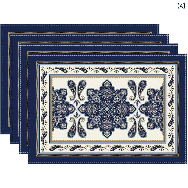 ランチョンマット テーブルマット ボヘミアン スタイル ブルー ポリエステル製 季節のイベント ホリデ..