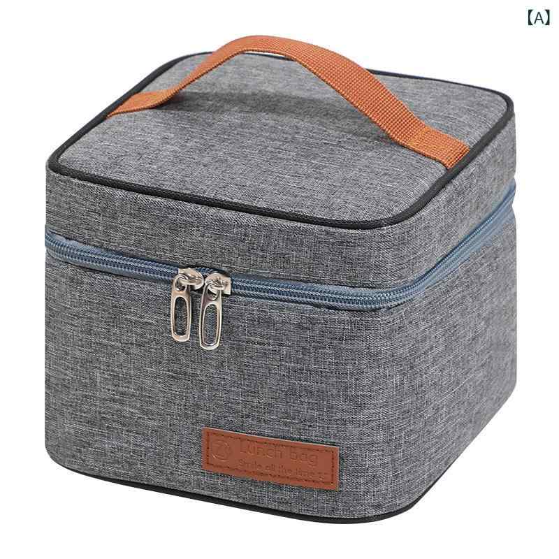 ランチバッグ 通勤 オフィス お弁当 大容量 保冷保温 手提げ 持ち運び ピクニック アウトドア スクエア オックスフォード生地 折りたたみ