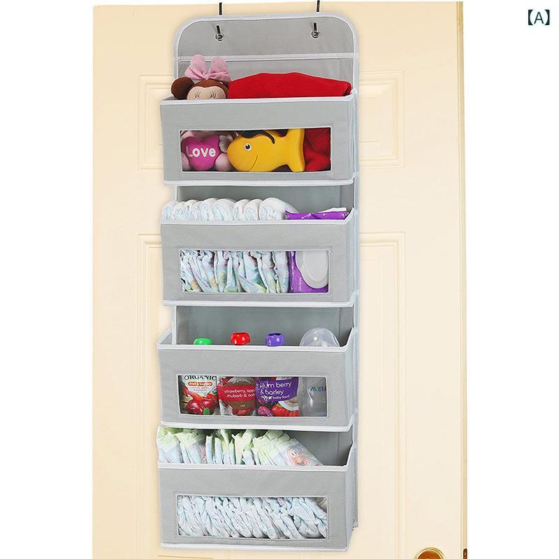 収納袋 ドア裏 壁掛け 吊り下げ 4段 仕切り 大容量 ウォールポケット オックスフォード生地 家庭用 宿..