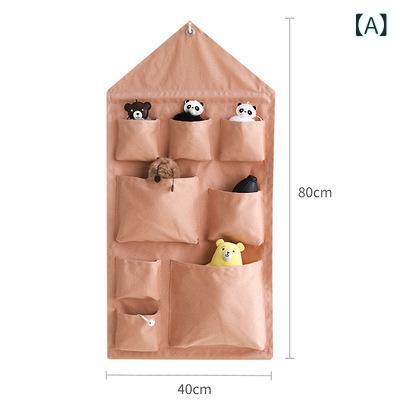 ウォールポケット キッズ 子供部屋 ドア裏 寮 寝室 リビング 玄関 壁掛け 厚手 帆布製 キャンバス生地 大容量 多機能 小物収納 文房具 化粧品 本 雑貨 かわいい ピンク(x2)