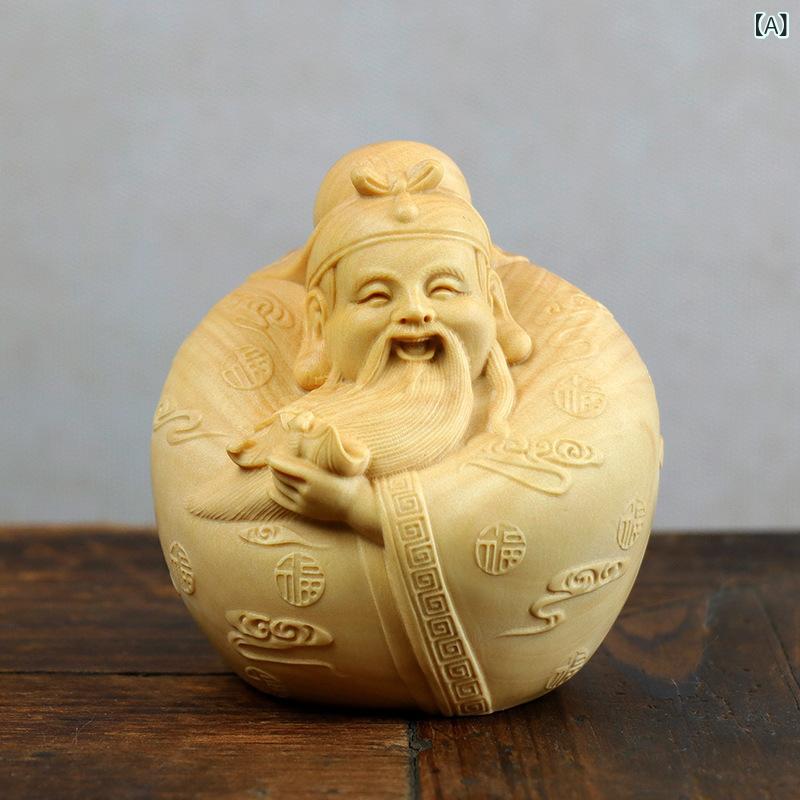 Interior Accessories - 置物 福禄寿 黄楊木 木彫り 新中式 インテリア オブジェ 縁起物 開運 工芸品 神像 プレゼント 贈り物 アジアンテイスト