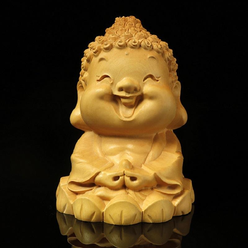 樂天商城 - 仏像 黄楊木彫刻 Qバージョン かわいい キャラクター 弥勒菩薩 釈迦如来 笑い仏 布袋様 木製 室内 インテリア 車載 デスク 置物 オブジェ フィギュア コレクション
