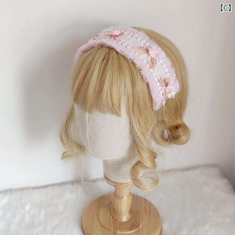 narukiのカチューシャ キッズ 女の子 ベビー 髪飾り 頭に優しい 痛くない レース素材 蝶々 バタフライ パール フラワー かわいい フェミニン パステルカラー ピンク ブルー パープル ヘアバンド ヘアアクセサリー 春夏｜アングル3