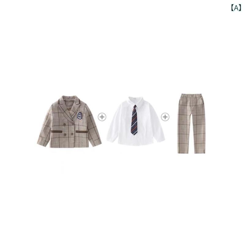 Other - 学生服 キッズ 男女兼用 小中学生 幼稚園制服 園服 班服 英国風 ブリティッシュ トラッド スリーピース スーツ ジャケット セットアップ 綿素材 コットン 上品な 春秋物