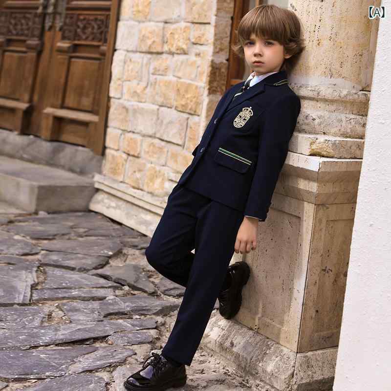 制服 小学生 幼稚園 キッズ 男女兼用 イングリッシュ風 スクールユニフォーム スーツ 3点セット 綿 コットン 春秋 入学式 卒業式 発表会 フォーマル 柔らかな肌触り