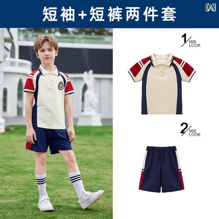 乐天商城 - ジャージ 男の子 キッズ 小学生 幼稚園児 春秋 スクール風 三点セット 運動着 制服 体操服 コットン 動きやすい おしゃれ カジュアル 通学 通園 普段使い