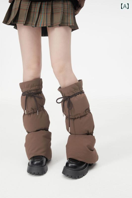 レッグウォーマー レディース 冬 あったか 保温 防寒 ダウンコットン 裏起毛 立体 膝丈 ロング丈 滑り..