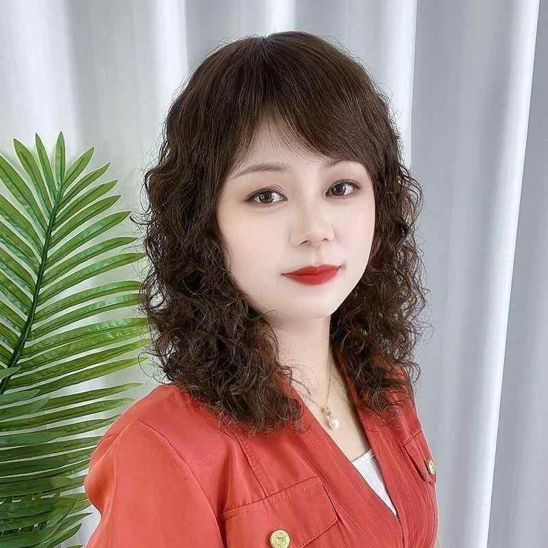 ウィッグ レディース ミディアム カール フルウィッグ 自然 かつら 女性 小顔 効果 耐熱 ボブ セミロング ゆるふわ ウェーブ 普段使い ミセス 母親 シニア