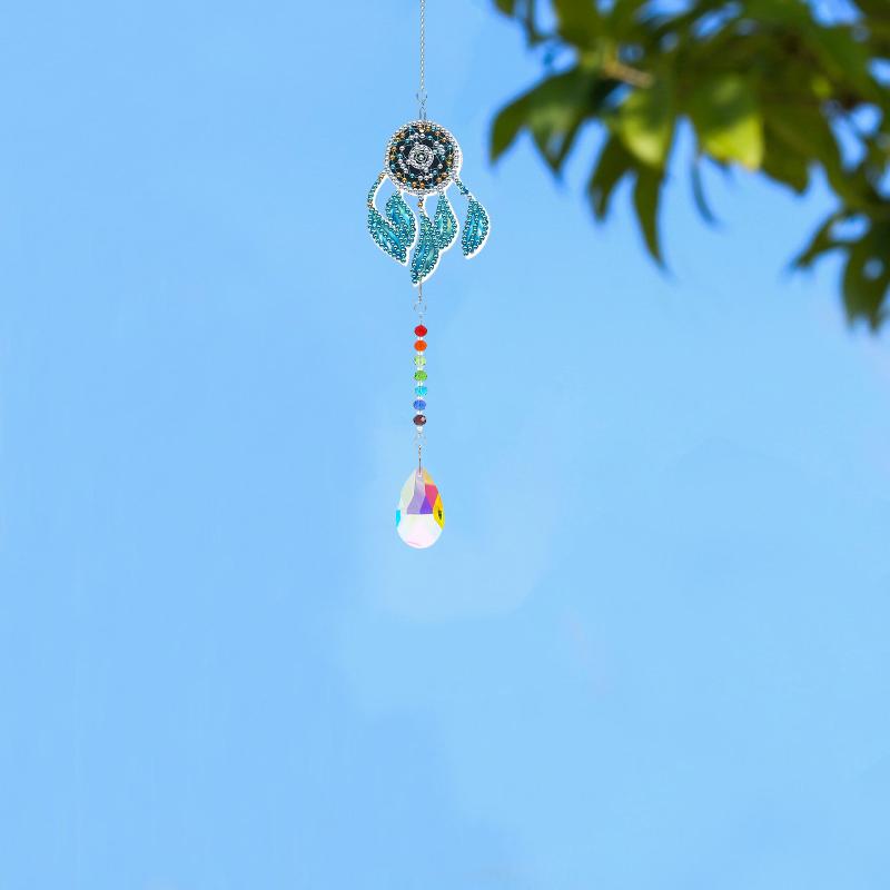 工芸品 ジルコニアアート ジルコニアペインティング DIY 手作りキット 風鈴 ウィンドチャイム 風景画 景色 網目模様 ネットデザイン アクリル素材 両面 キラキラ インテリア装飾 飾り ホビー(x2)