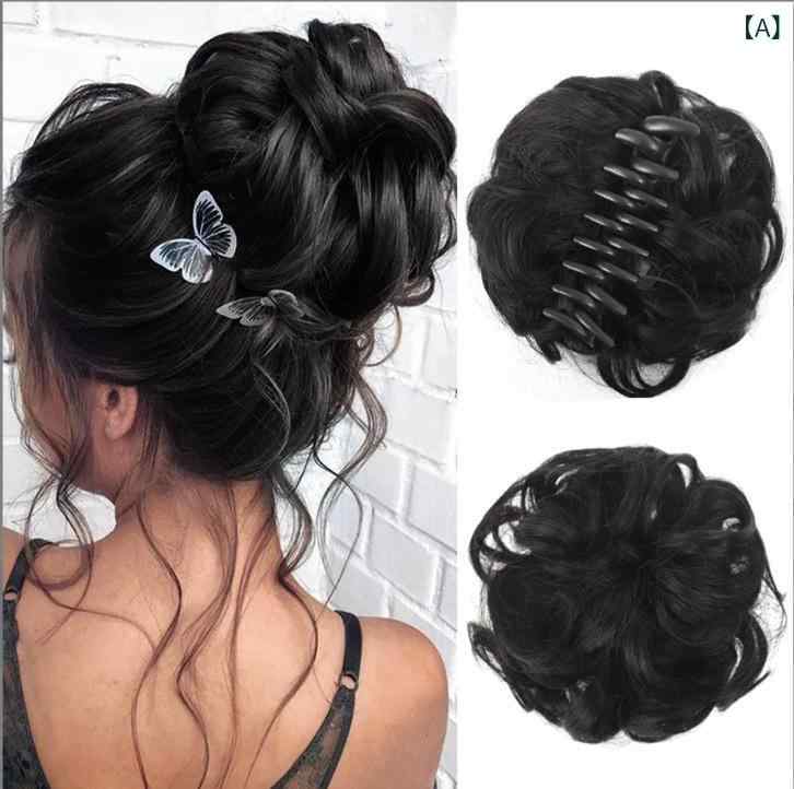 お団子ヘア レディース ウィッグ ヘアボリュームアップ 盛り髪 付け毛 簡単 抓クリップ 自然 高温耐熱繊維 15cm