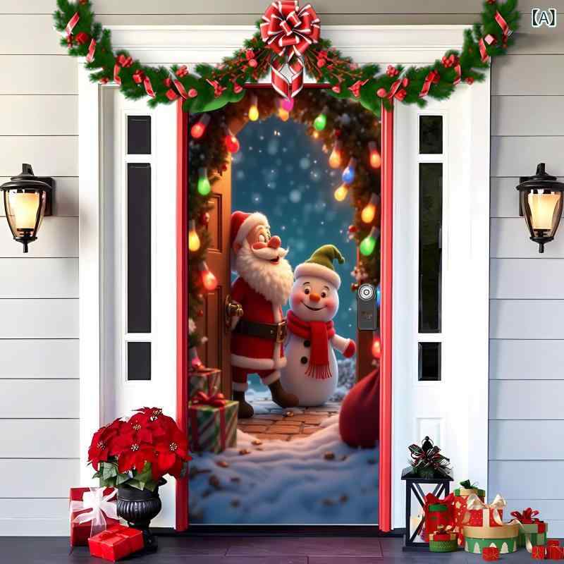 タペストリー クリスマス 祝日 イベント パーティー 飾り付け 背景幕 壁飾り リビング 寝室 サンタクロース 雪だるま 小人 長方形 ポリエステル