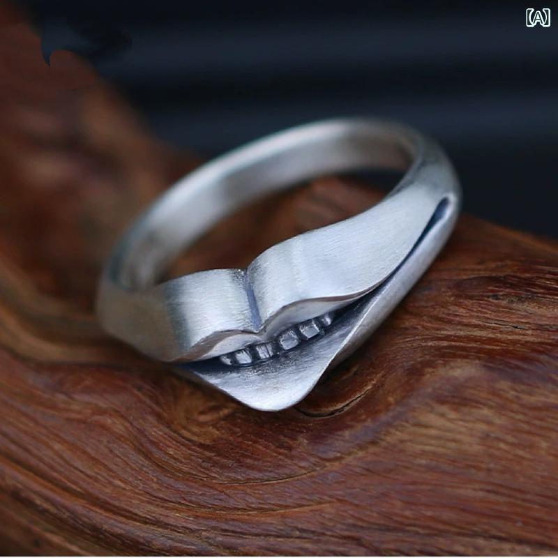 指輪 メンズ 男性用 シルバーリング 銀メッキ 骨モチーフ 個性的 幾何学デザイン フリーサイズ サイズ調整可能 レトロ ヴィンテージ ファッション カジュアル(x2)