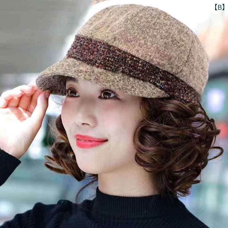 ウィッグ付帽子 レディース ニット帽 ケア帽子 フルウィッグ ボブ ショート 巻き髪 秋冬 暖かい 防寒 髪付き帽子 ウィッグ かつら 自然 女性 母親 プレゼント シニア 高齢者 narukimar-10945800 naruki サンプル画像2