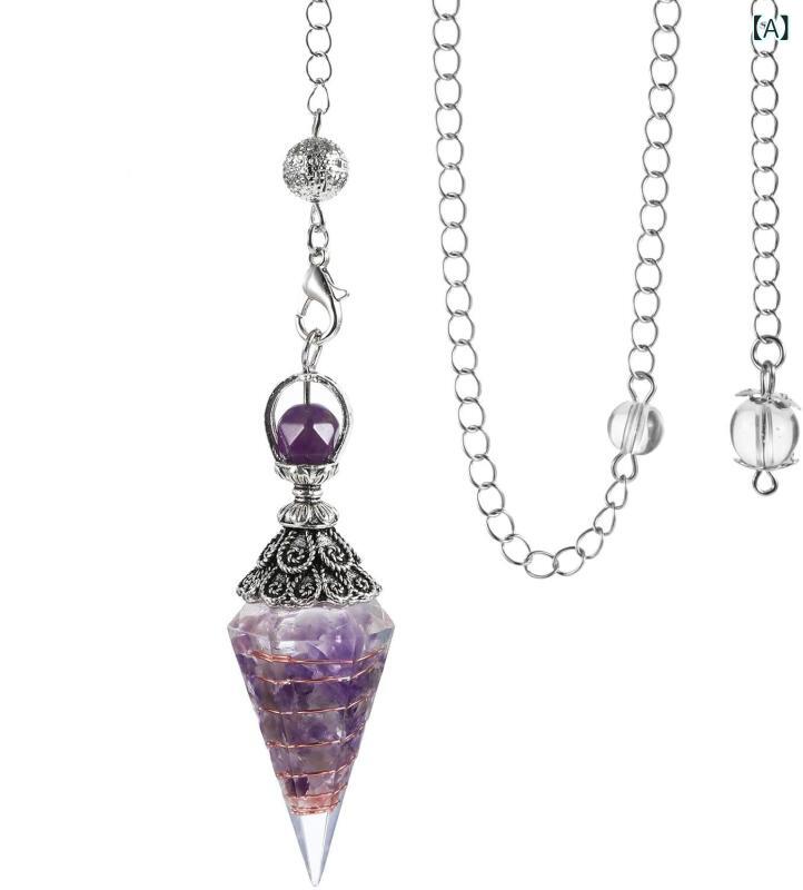 樂天商城 - ネックレス レトロ 欧米風 アンティーク調 レッドコッパー 天然水晶 さざれ石 レジン 六角錐 ペンデュラム ペンダント 幾何学デザイン ファッションアクセサリー デイリーユース ユニーク