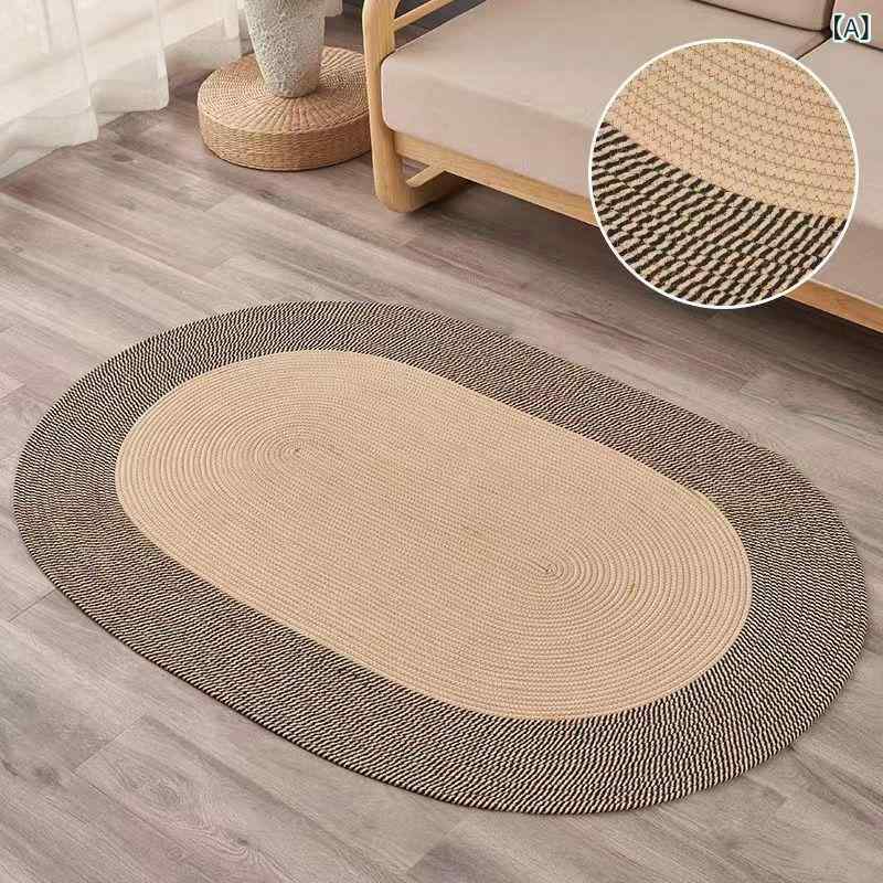 ラグ カーペット フロアマット 手織り 無地 ウール 羊毛 楕円形 オーバル リビング 寝室 書斎 ダイニン..