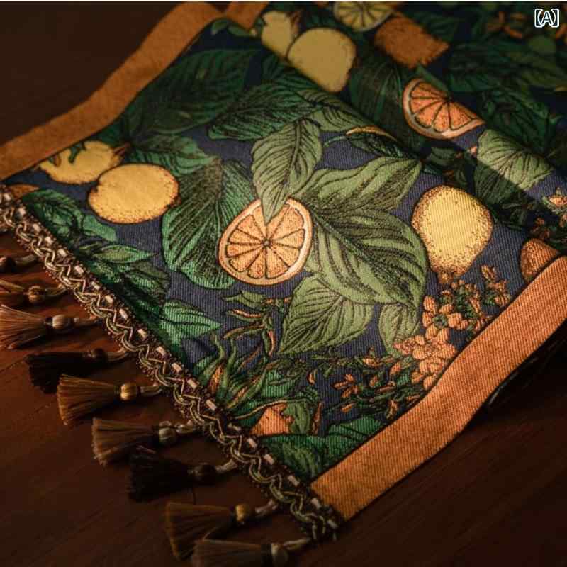 テーブルランナー アメリカン レトロ アンティーク 高級感 ジャガード織り ポリエステル ファブリック ..