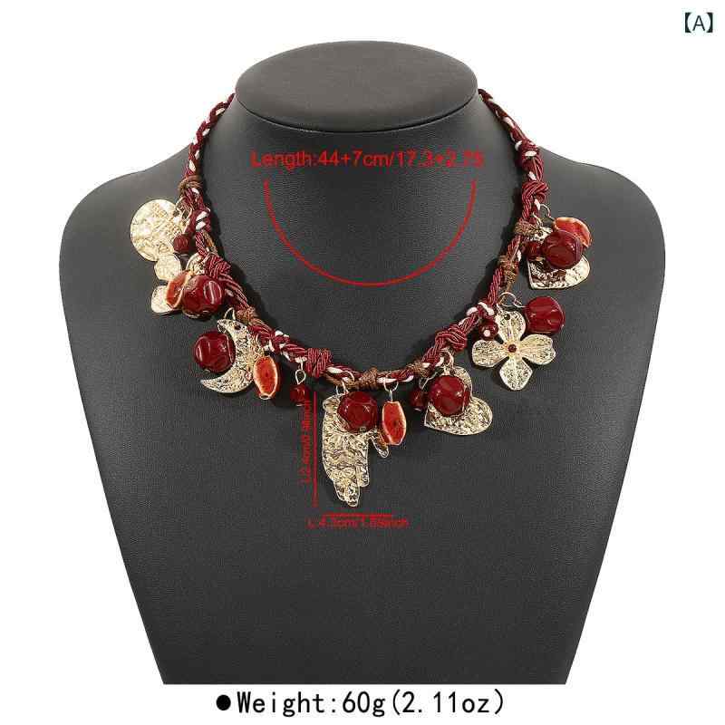 ・カテゴリ: ネックレス・スタイル: ファッションOL・主な素材: 合金、紐、樹脂、陶器・加工方法: 手編み・形状: 幾何学型・チェーンスタイル: ツイストチェーン・ペンダント素材: 合金・周囲長: 約41cm～50cm・カラー: 金色・デ...