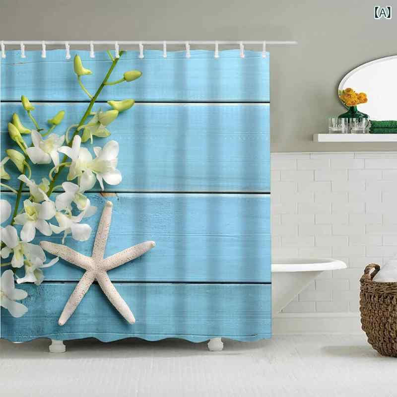 シャワーカーテン デジタルプリント花柄 防水 ポリエステル 防カビ 浴室 バスルーム お風呂場 間仕切り 目隠し インテリア フック付き