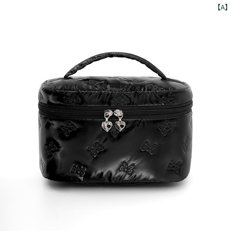 化粧ポーチ 男女兼用 蝶々柄 バタフライデザイン フリップトップ 大容量 防水 軽量 コスメ収納 トラベルポーチ 手提げ ハンドバッグ 家庭用 普段使い シンプル マカロンカラー ポリエステル製