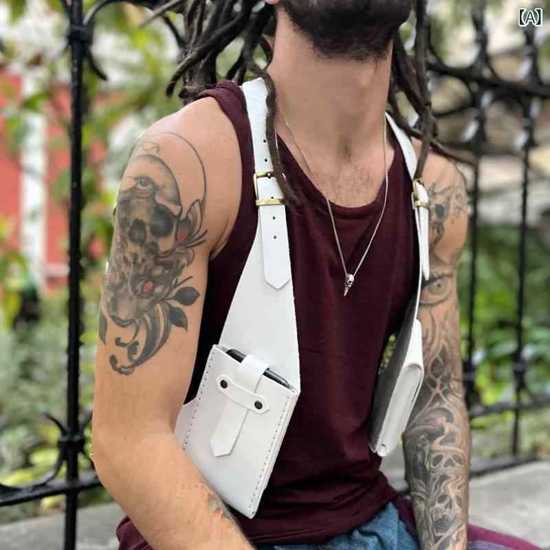 ショルダーバッグ ユニセックス 中世スチームパンク ヴィンテージ レトロ ハロウィン コスプレ イベント 仮装 本革 レザー スマホポーチ 脇下バッグ 斜め掛け ミニ ウォレット