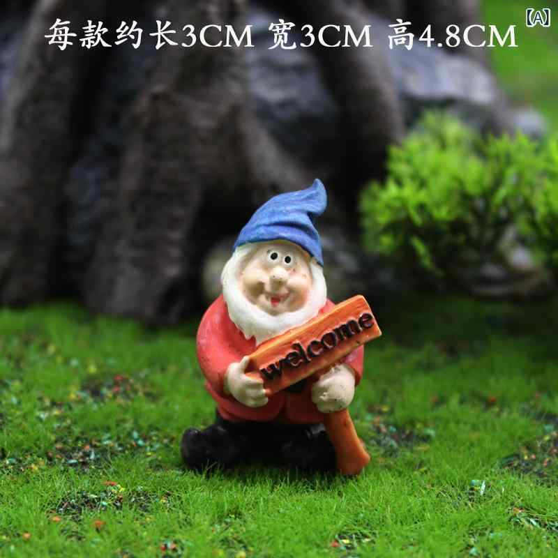 ガーデニング置物 白ひげ小人 ドワーフ ノーム 妖精 苔テラリウム ミニチュアガーデン オーナメント フ..