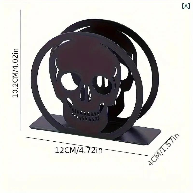 ナプキンホルダー ゴシック スカル ドクロ ハロウィン アイアン製 ブラック ペーパーナプキンスタンド ..