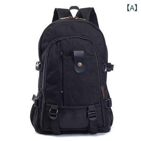 Men'S Bag - リュックサック メンズ 男性用 韓国風 韓流 レトロ クラシック ヴィンテージ カジュアル 普段使い 通気性 トラベル 旅行 帆布 キャンバス 中学生 学生用 スクールバッグ 通勤 通学 黒 緑 カーキ 茶