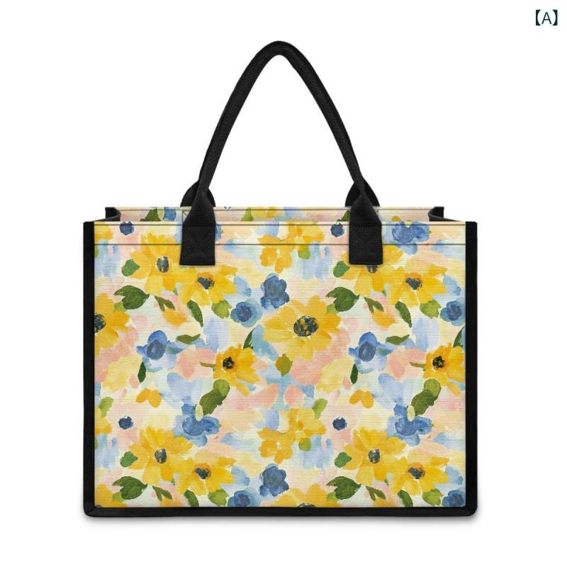 ・カテゴリ: バッグ・スタイル: 文芸国風・主な素材: ポリエステル85%、綿15%・裏地: キャンバス・バッグ形状: 横長方形・開閉方式: オープン・外ポケット: オープンポケット・内ポケット: なし・硬度: ソフト・ショルダーストラップ: ダブル・柄: プリント・サイズ: ワンサイズ（ミドル）・適用シーン: 日常使い