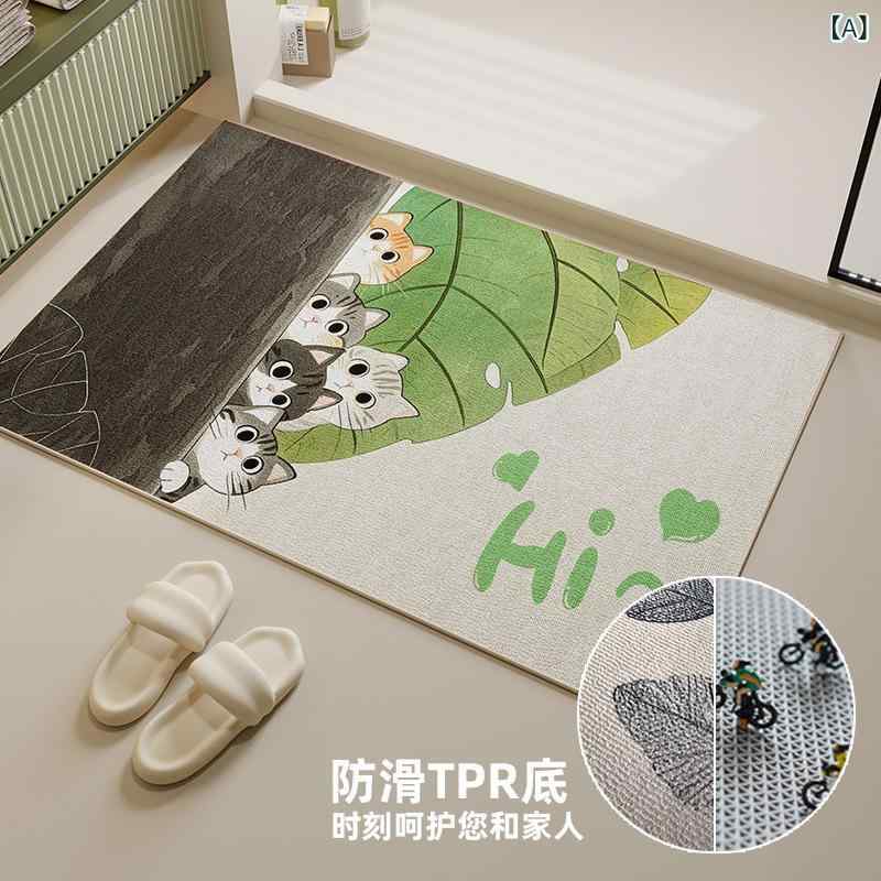 Door Mats - マット 浴室 玄関 洗面所 トイレ用 吸水性 速乾性 滑り止め効果 TPR素材 ポリエステル生地 家庭用 足拭き かわいいキャラクター柄 快適な踏み心地 水洗い可能
