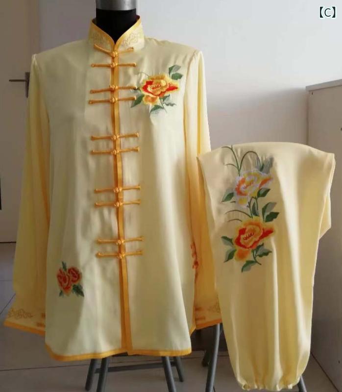 太極拳服 男女兼用 中高年 練習着 伝統的 刺繍 刺しゅう 武術 演舞服 動きやすい 軽量