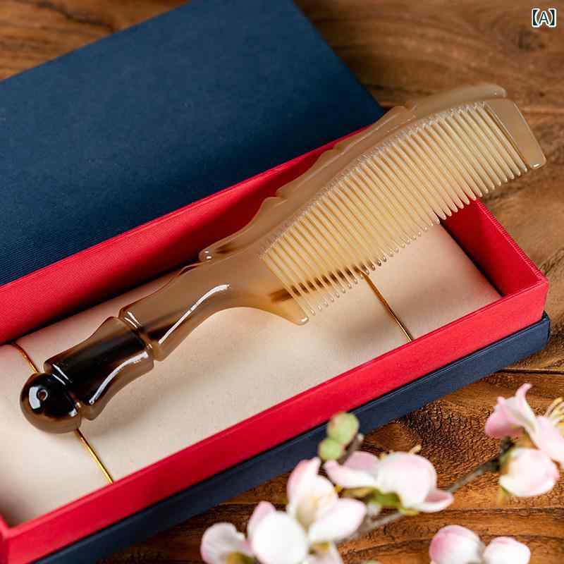 櫛 コーム レディース 女性用 天然ヤク角 水牛角 長髪 ロングヘア対応 頭皮ケア ヘ...
