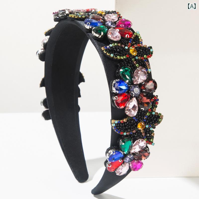 ・カテゴリ: ヘアアクセサリー・スタイル: バロック、レトロ・素材: 布・加工: ラインストーン装飾・タイプ: ヘアバンド・デザイン要素: 花、植物・カラー展開: マルチカラー、ブラウン、ピンク・対象: レディース