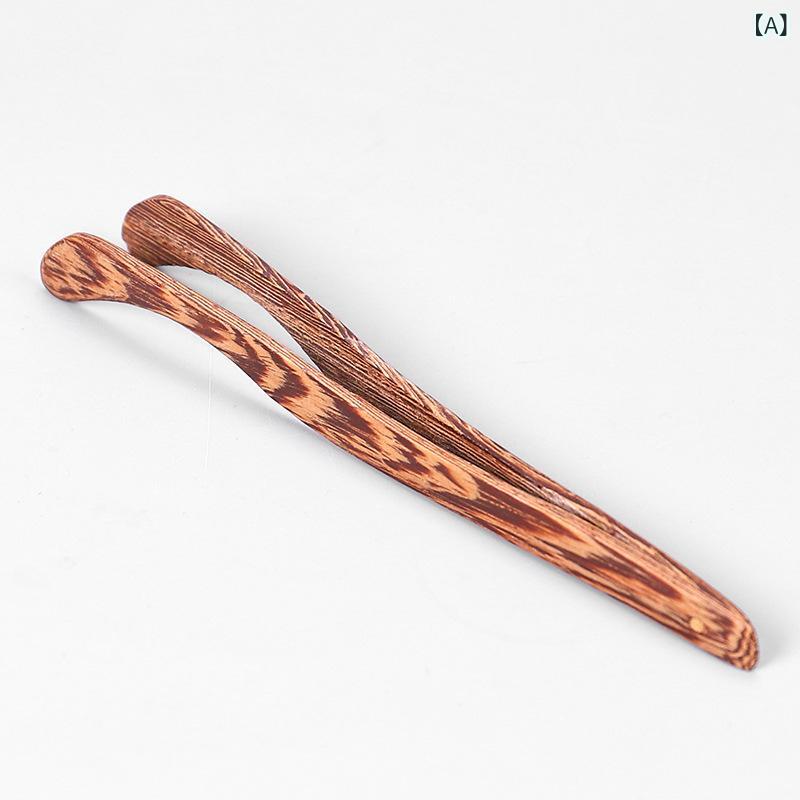 茶挟 木製 天然木 茶ばさみ 茶葉掴み 湯呑み挟み お茶出し お茶入れ 功夫茶器 茶道具 新中国式 六君子..