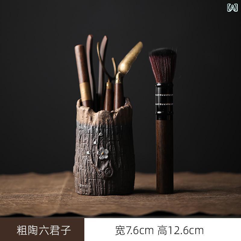 茶道具 茶器セット 粗焼き陶器 樹紋 銀彩 梅花模様 茶道六君子セット 功夫茶具 モダン スタイリッシュ ..