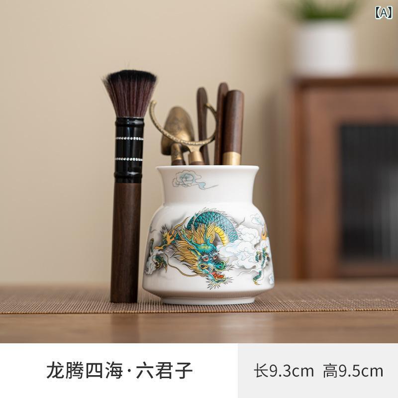 茶器 功夫茶道具 羊脂玉白磁 龍騰四海 六君子セット 高級感 上質 おもてなし お茶時間 来客用 普段使い 美しいデザイン 茶挟 茶刀 茶針 茶匙 白系 磁器 エレガント