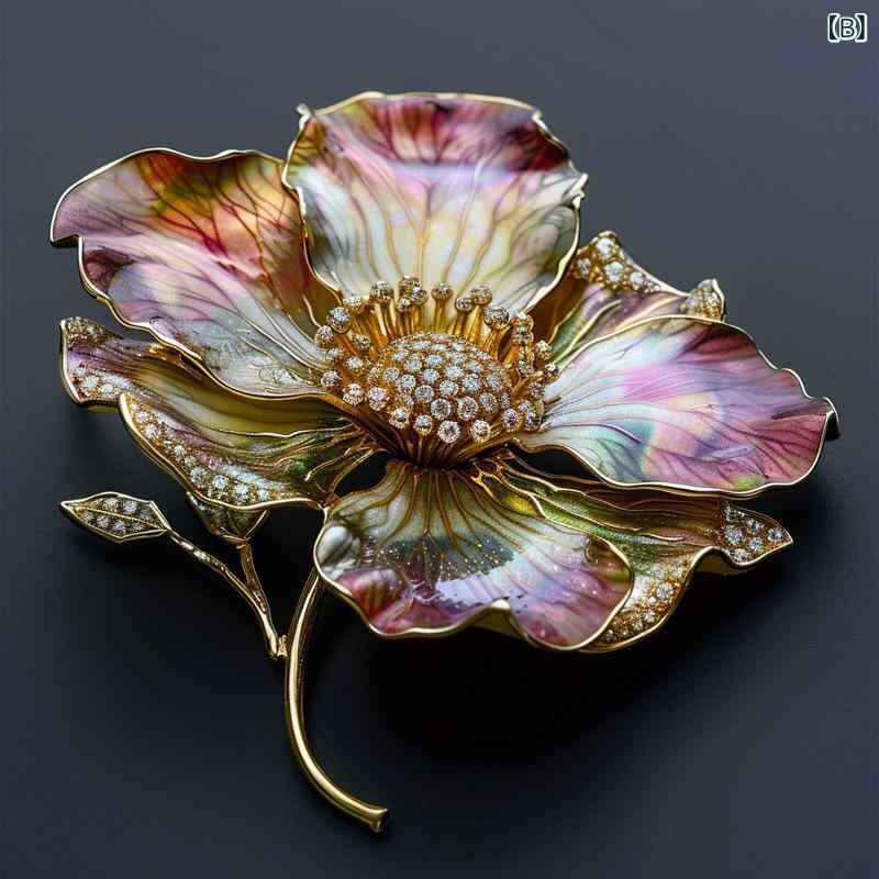 ブローチ レディース 女性用 高級感 デザイナー オリジナルデザイン コスモス 花 植物 アクセサリー 電..