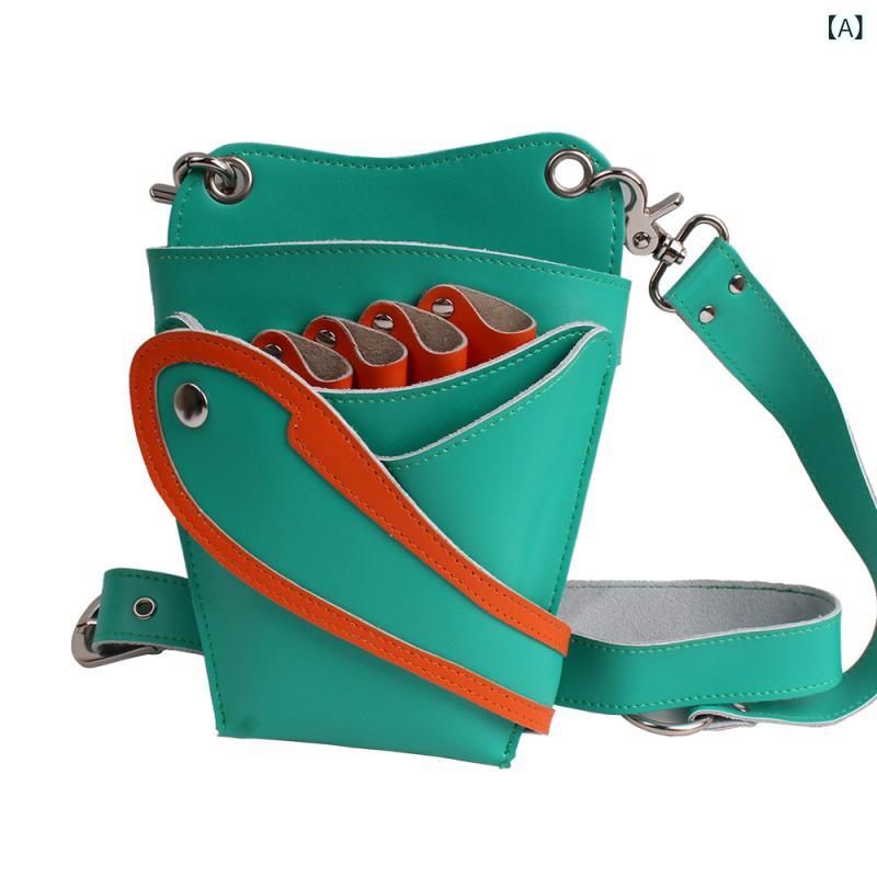 シザーケース 牛革 本革 美容師 理容師 ペットトリマー プロ用 多機能 ウエストバッグ ウエストポーチ ..