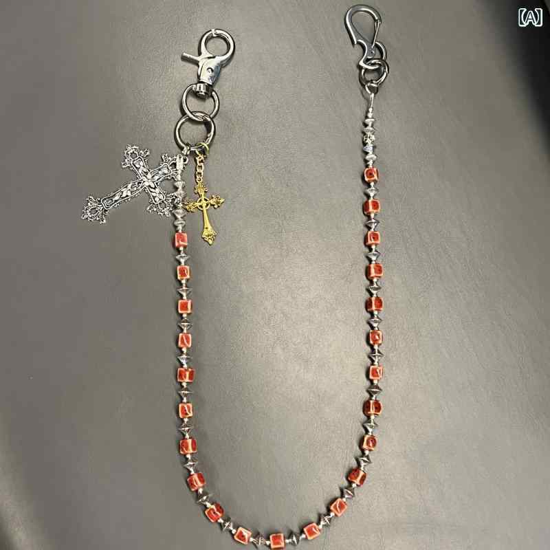 ウォレットチェーン メンズ レトロ ヴィンテージ 人造石 デニム ジーンズ ストリート ヒップホップ フ..