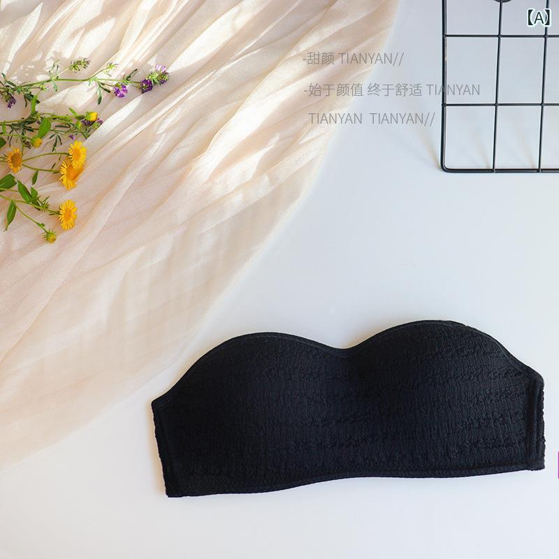 ブラジャー レディース ストラップレス ベアトップ チューブトップ ハーフカップ ノンワイヤー 谷間メイク 滑り止め シームレス 薄手モールド ナイロン 通気性 美背 補正 快適 黒 青 白(x3)