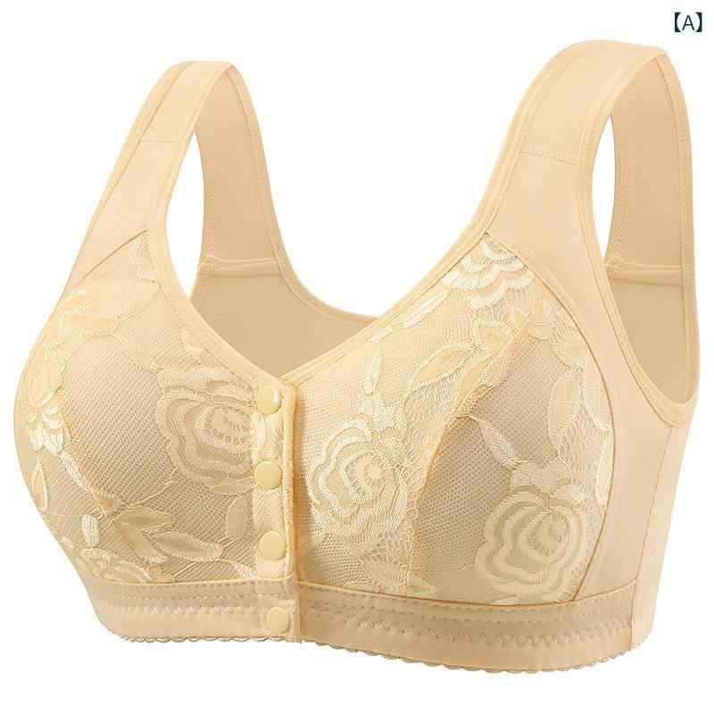 ブラジャー レディース ママ ミセス 高齢者向け 薄手 タンクトップ型 前開き フロントホック ノンワイ..