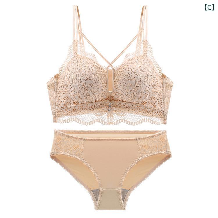 narukiのレディース ブラジャー ショーツ セット ノンワイヤー レース ブラショーツ 厚めパッド 5cm厚 モールドカップ クロスデザイン 谷間メイク 寄せ上げ バストアップ 小胸 ボリュームアップ 美胸美背 スタイルアップ 魅力的 普段使い 快適｜アングル3