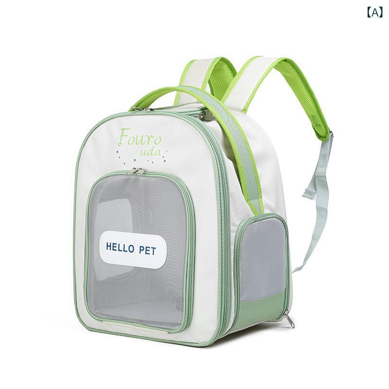 ペットキャリーバッグ 猫 犬 兼用 お出かけ ポータブル 通院 旅行 リュック 両肩掛け メッシュ窓 通気性 撥水 オックスフォード生地 折..