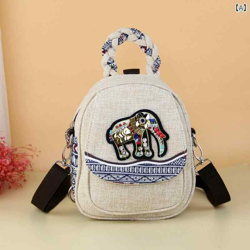 バッグ レディース 文芸風 レトロ カジュアル 軽量 シンプル 麻混 ファスナー開閉 ファスナーポケット オープンポケット 中程度の硬さ ハンドバッグ ショルダーバッグ リュックサック デイリーユース お出かけ 秋冬(x2)(4.0)