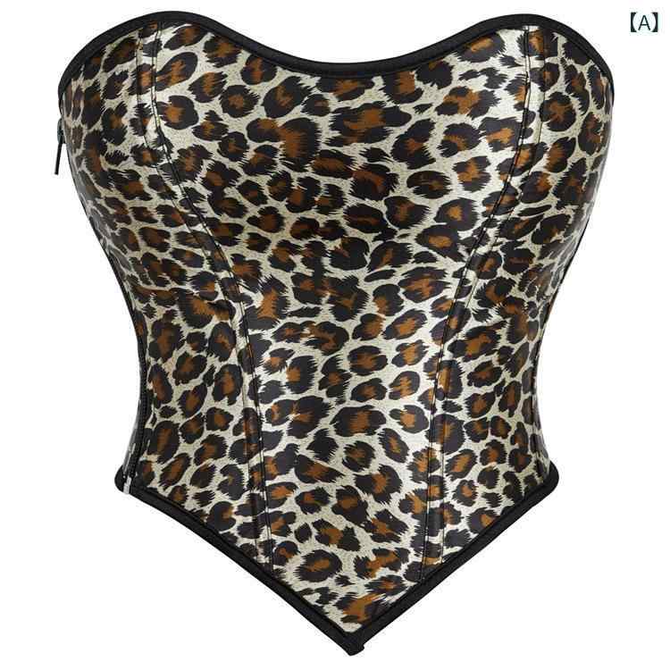 ビスチェ レディース 欧米風 スパイシーギャル セクシー ヒョウ柄 魚骨 ボーン入り コルセット ファス..